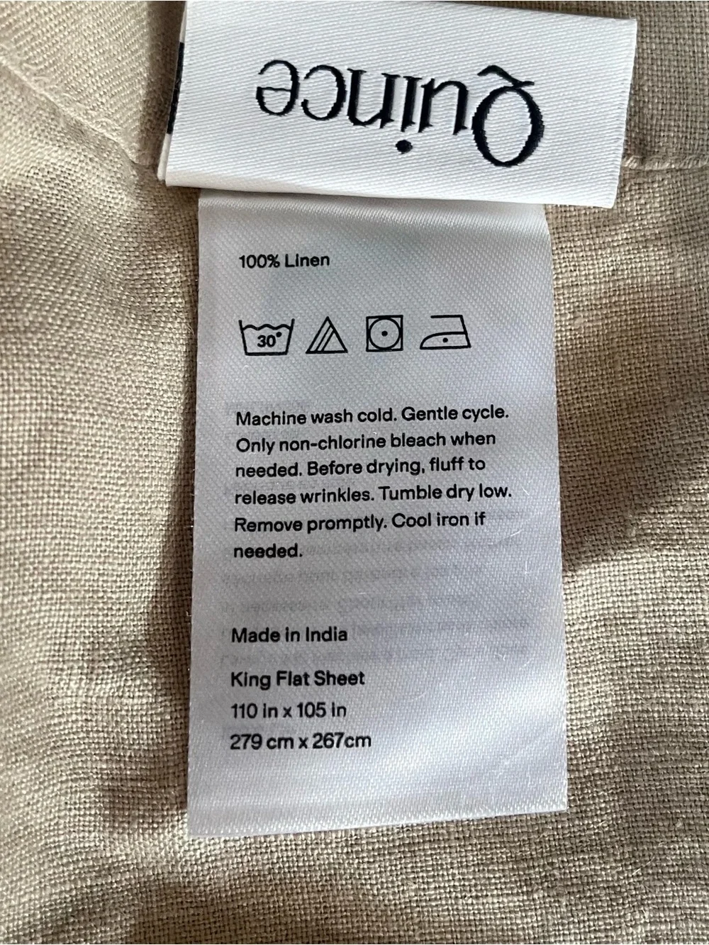 Quince European Linen 4 Piece Sheet Set, King (Toffee)